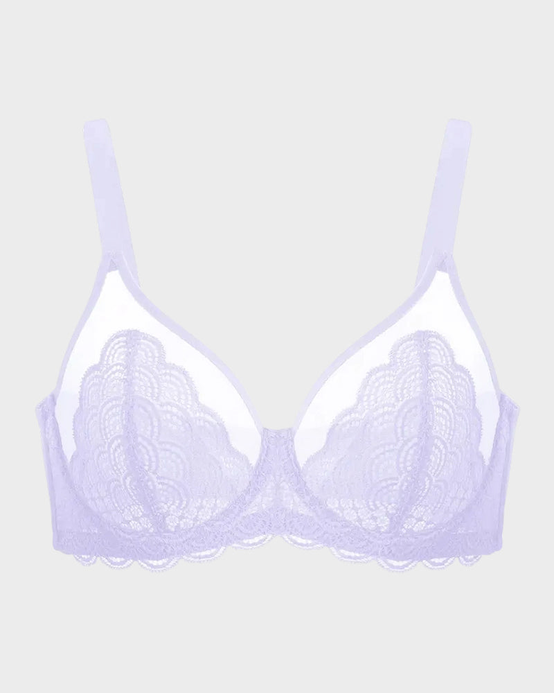 Lace Bra with Sheer Mesh Support | Full Coverage | Elegant Fit