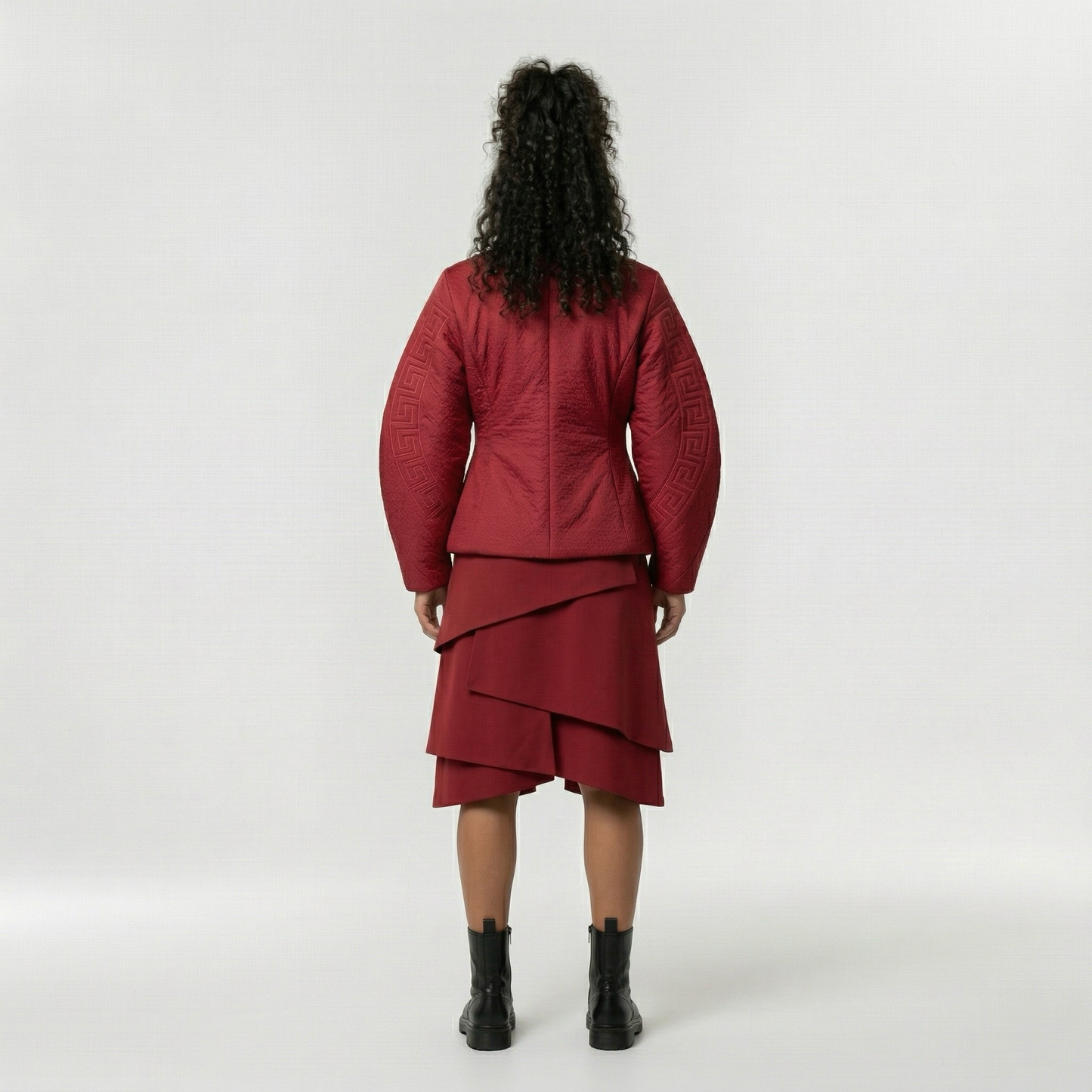 Textured Wrap Jacket and Skirt Set