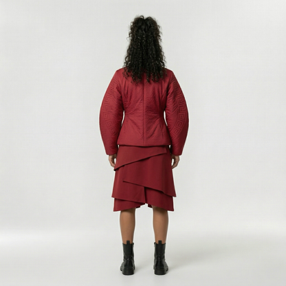 Textured Wrap Jacket and Skirt Set