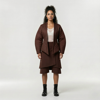 Textured Wrap Jacket and Skirt Set