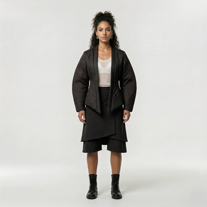 Textured Wrap Jacket and Skirt Set