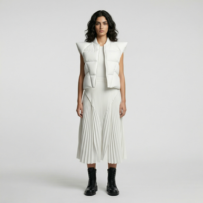 Structured Shoulder Cropped Puffer Vest