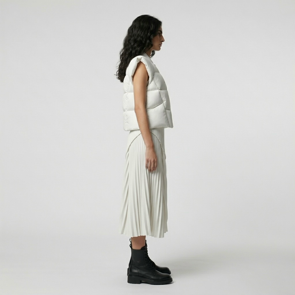 Structured Shoulder Cropped Puffer Vest