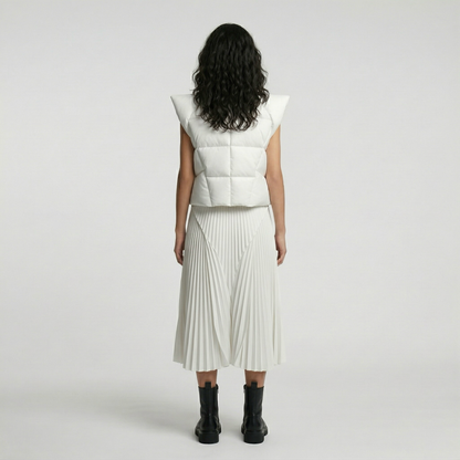 Structured Shoulder Cropped Puffer Vest