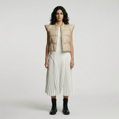 Structured Shoulder Cropped Puffer Vest