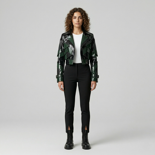 Patchwork High Gloss Moto Jacket