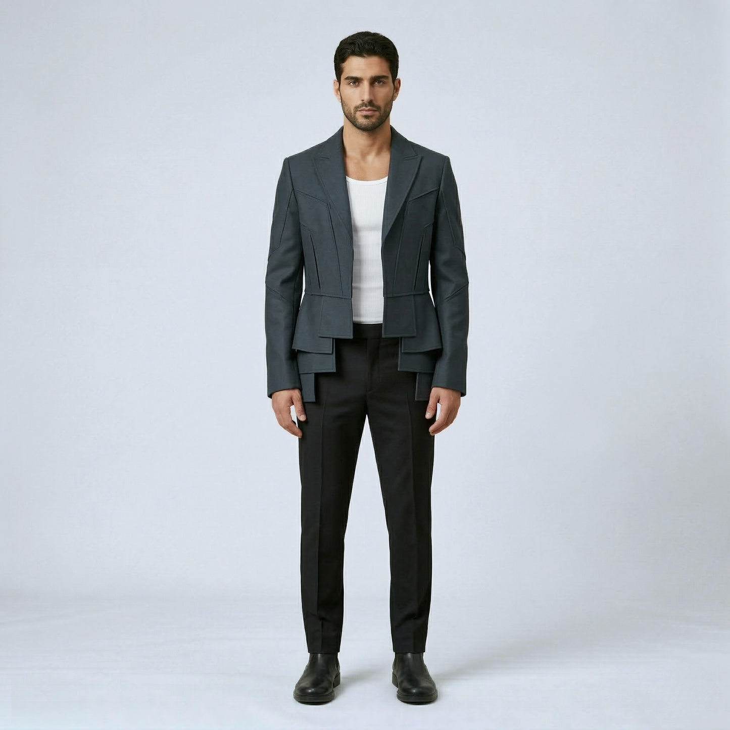 Structured Layered Panel Jacket