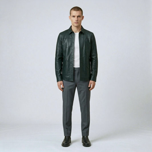 Minimalist Leather Shirt Jacket