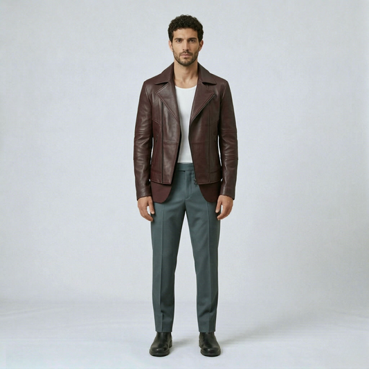 Classic Leather Moto Blazer