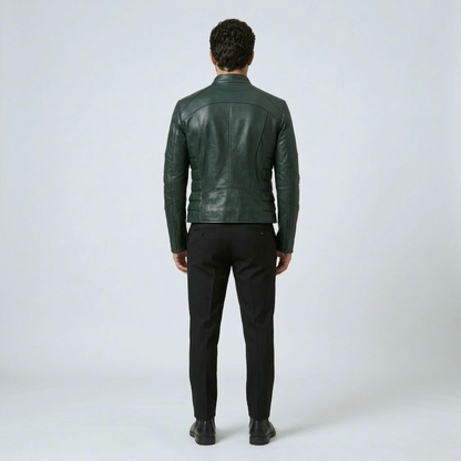 Contoured Panel Leather Jacket