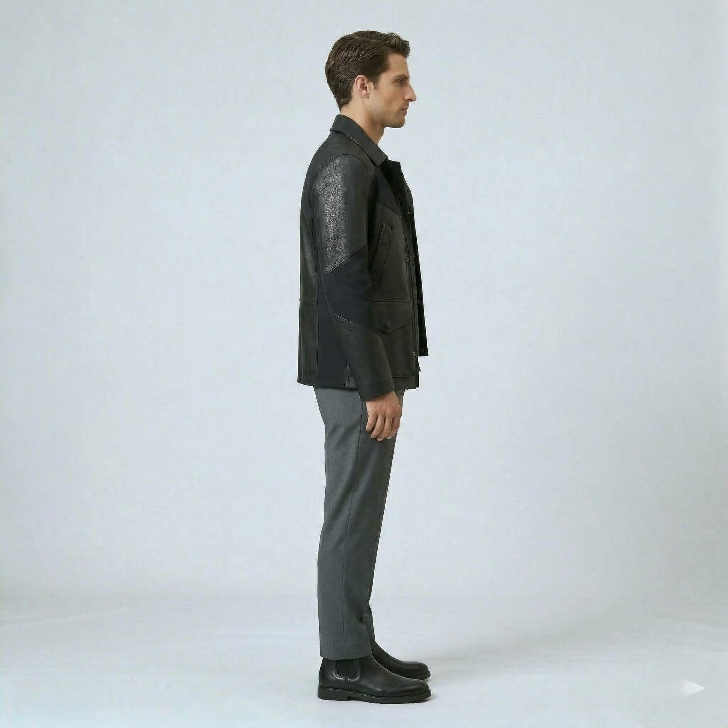 Utility Panel Leather Jacket