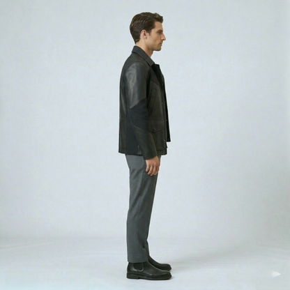 Utility Panel Leather Jacket