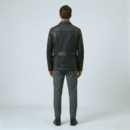 Utility Panel Leather Jacket