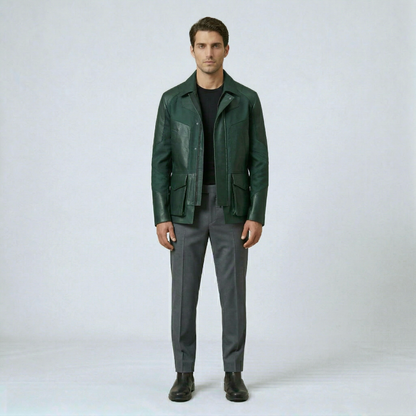 Utility Panel Leather Jacket