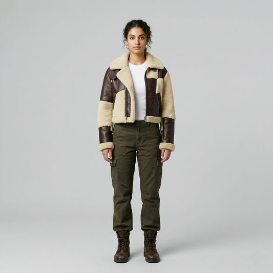 Shearling Patchwork Aviator Jacket