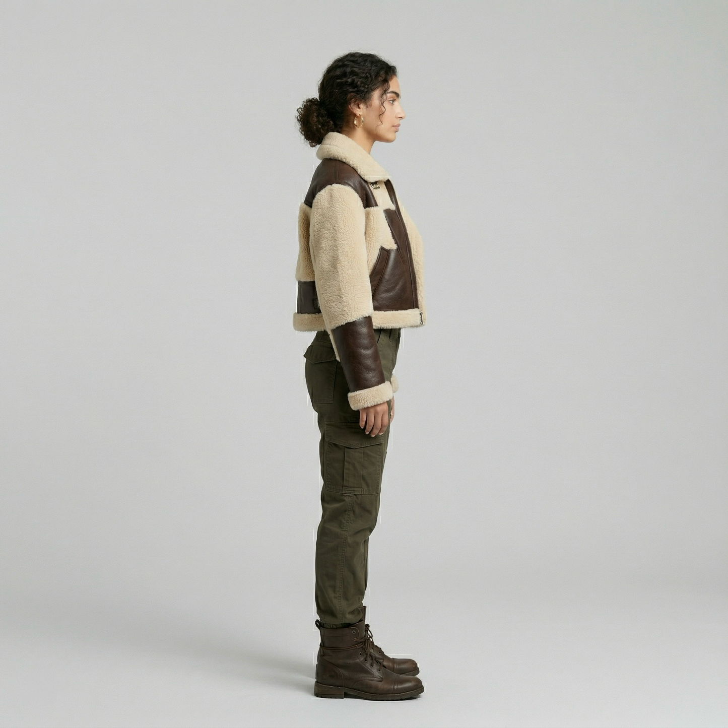 Shearling Patchwork Aviator Jacket