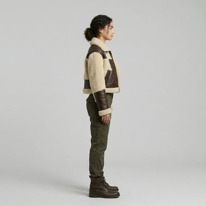 Shearling Patchwork Aviator Jacket