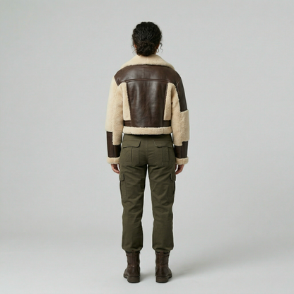 Shearling Patchwork Aviator Jacket