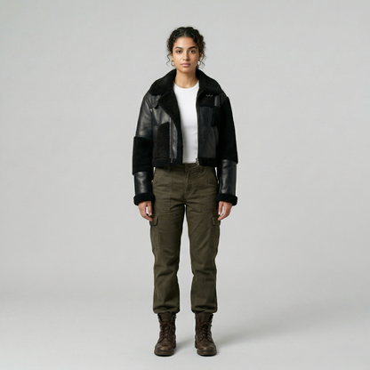 Shearling Patchwork Aviator Jacket