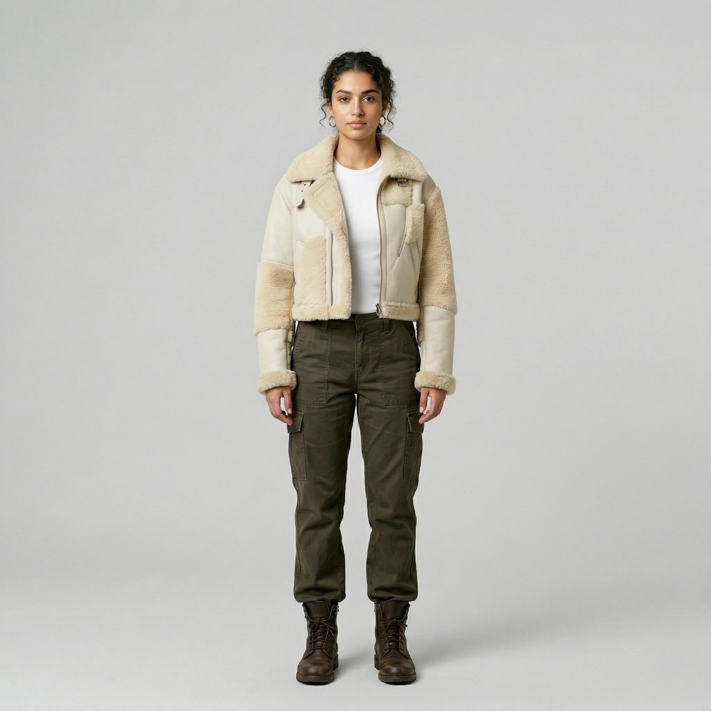 Shearling Patchwork Aviator Jacket