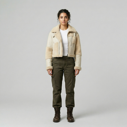 Shearling Patchwork Aviator Jacket