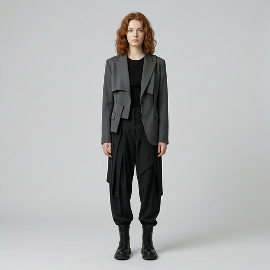 Layered Asymmetric Tailored Blazer