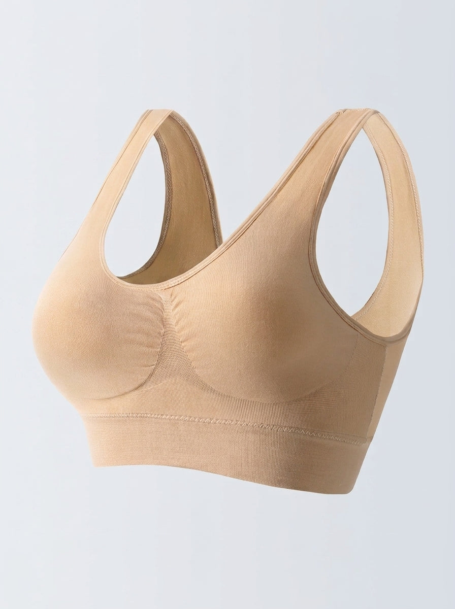 Wireless Seamless Sports Bra | Wide Strap Pullover Support & Comfort