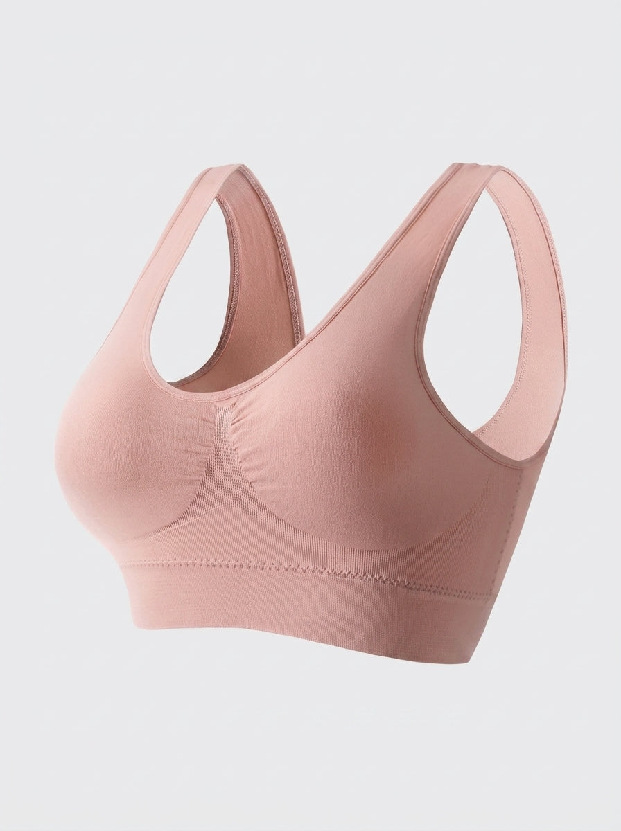Wireless Seamless Sports Bra | Wide Strap Pullover Support & Comfort