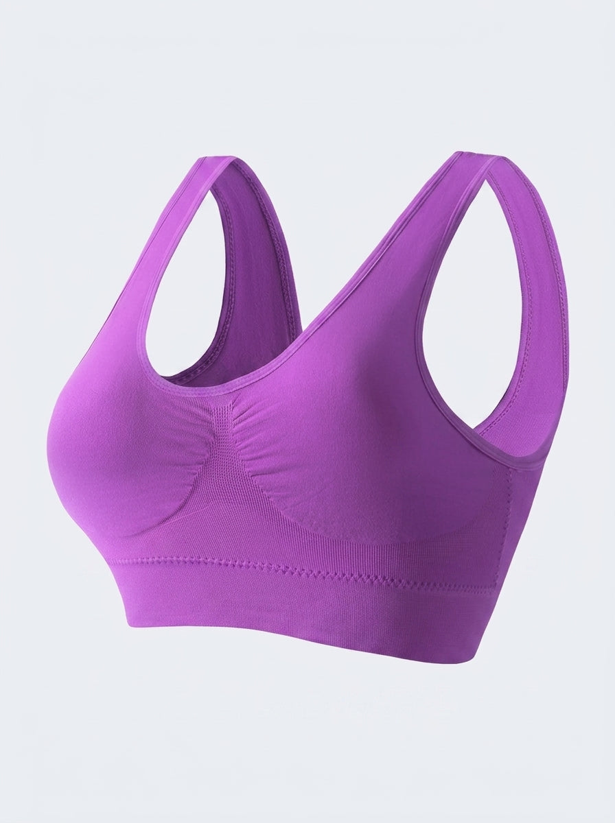Wireless Seamless Sports Bra | Wide Strap Pullover Support & Comfort