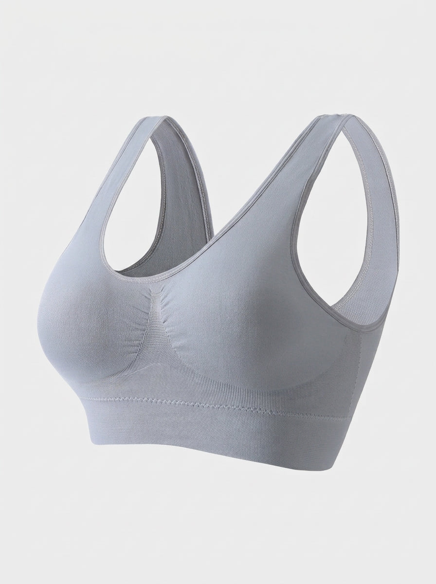 Wireless Seamless Sports Bra | Wide Strap Pullover Support & Comfort
