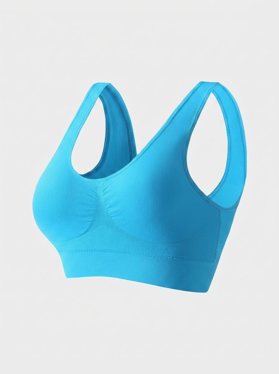 Wireless Seamless Sports Bra | Wide Strap Pullover Support & Comfort