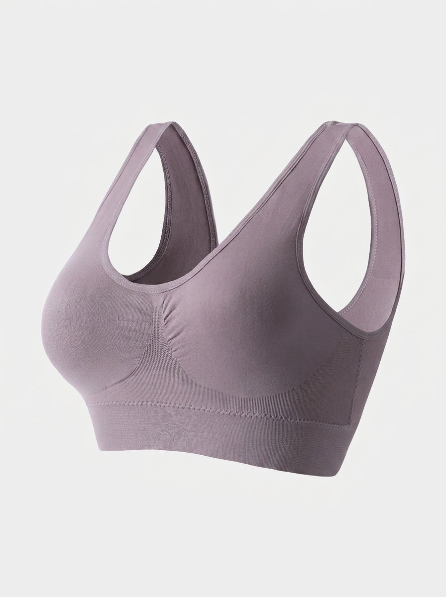 Wireless Seamless Sports Bra | Wide Strap Pullover Support & Comfort