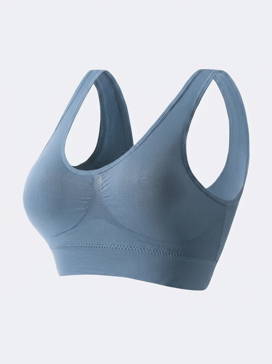 Wireless Seamless Sports Bra | Wide Strap Pullover Support & Comfort