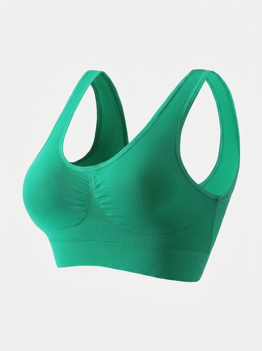 Wireless Seamless Sports Bra | Wide Strap Pullover Support & Comfort