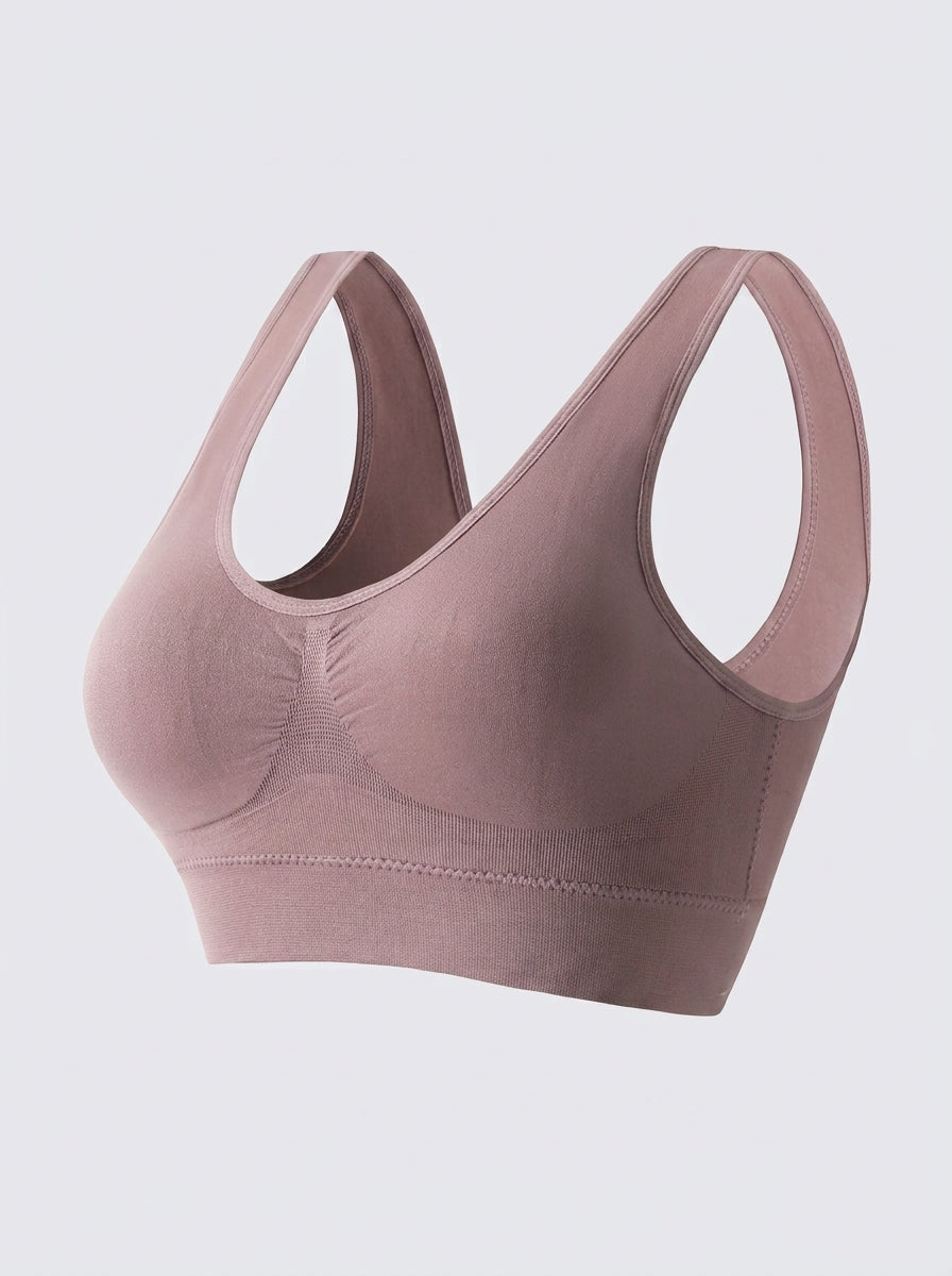 Wireless Seamless Sports Bra | Wide Strap Pullover Support & Comfort