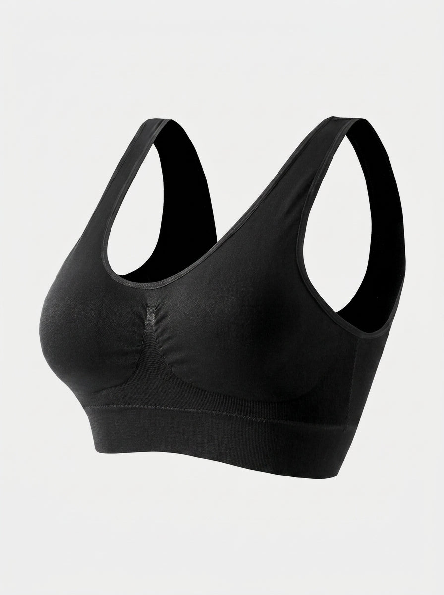 Wireless Seamless Sports Bra | Wide Strap Pullover Support & Comfort