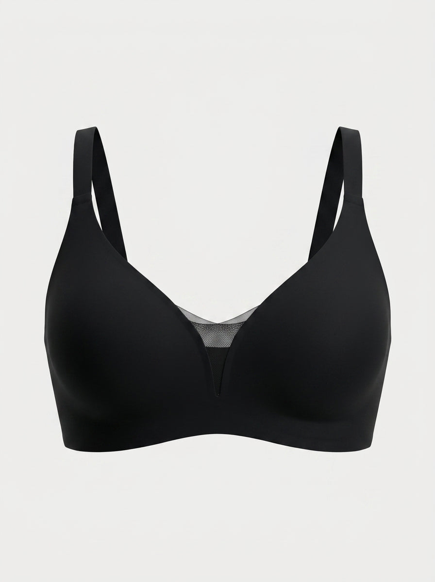 Wire-Free V-Neck Mesh Bra | Supportive Lift with Everyday Comfort