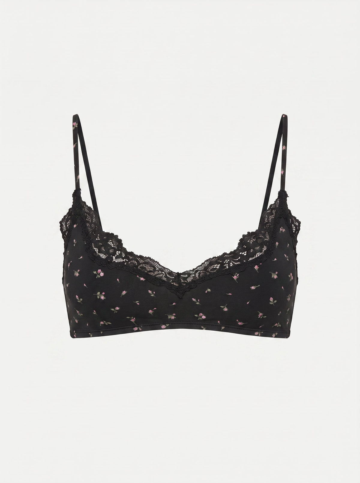 Soft Lace-Trim Wireless Bralette | Scalloped Scoop Neck Everyday Bra