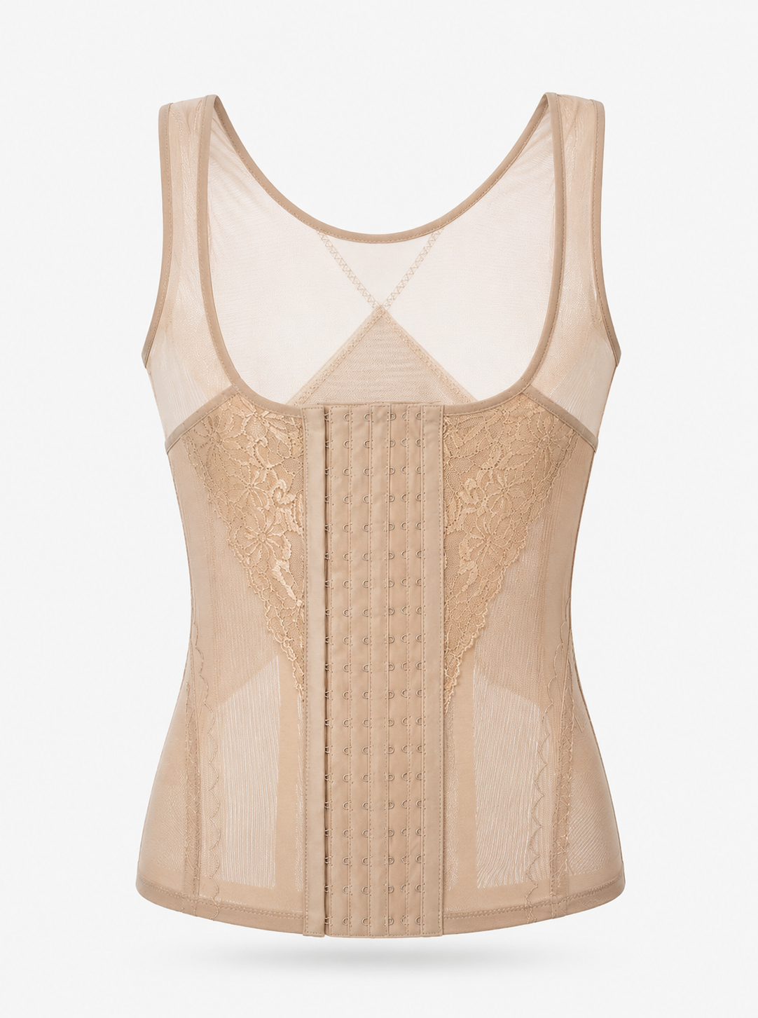 Sheer Mesh Body Shaper Vest | Boned Support & Hook Closure