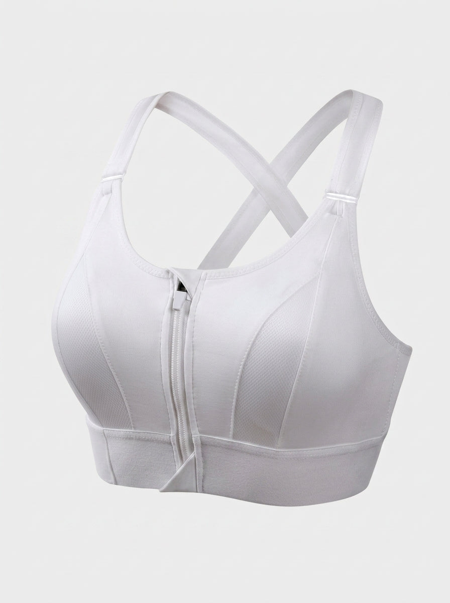 Front Zip Sports Bra | High Support Cross-Back Fit