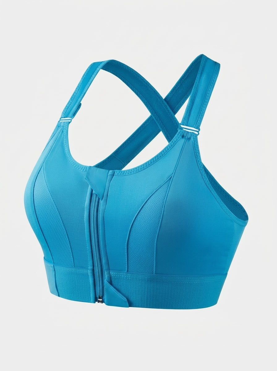 Front Zip Sports Bra | High Support Cross-Back Fit