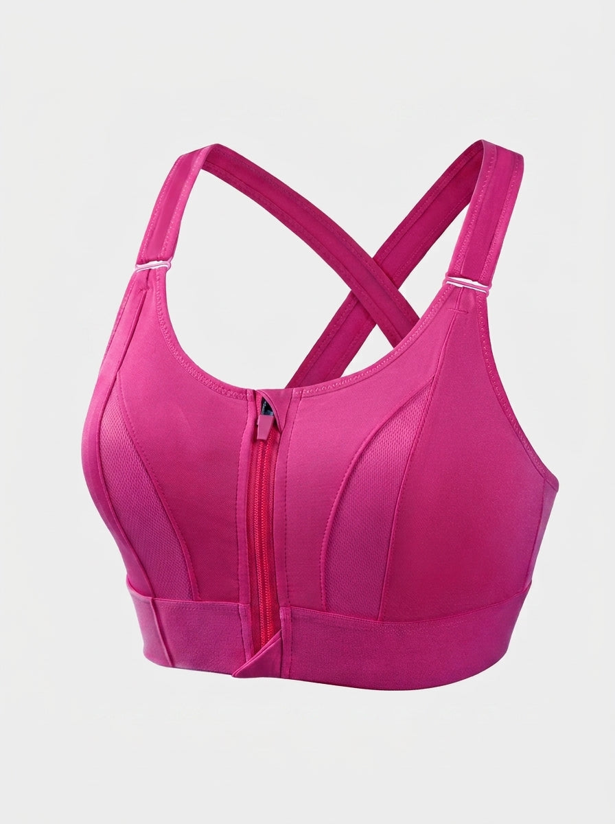 Front Zip Sports Bra | High Support Cross-Back Fit