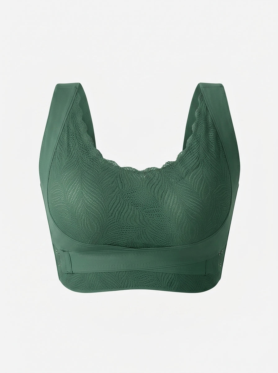 Wireless Lace Back Support Bra | Posture Support Cross-Back Comfort