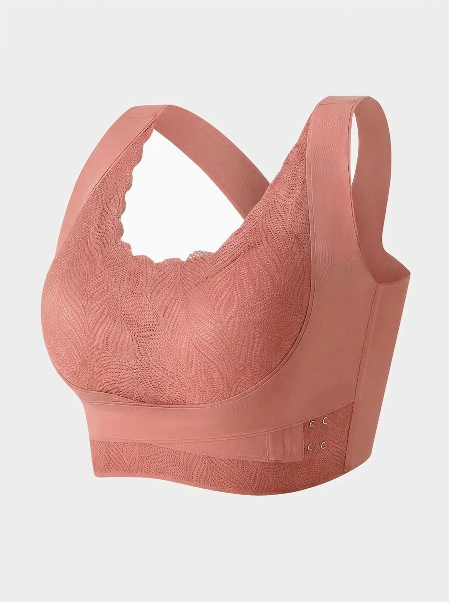 Wireless Lace Back Support Bra | Posture Support Cross-Back Comfort
