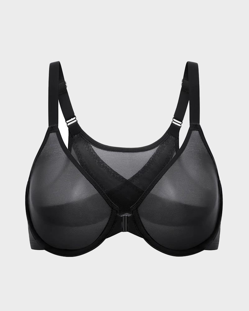 Front Closure Underwire Bra with Full Coverage Support