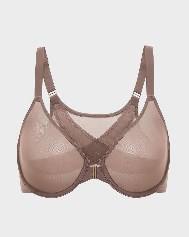 Front Closure Underwire Bra with Full Coverage Support