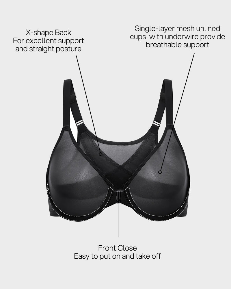 Front Closure Underwire Bra with Full Coverage Support