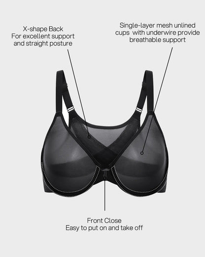 Front Closure Underwire Bra with Full Coverage Support