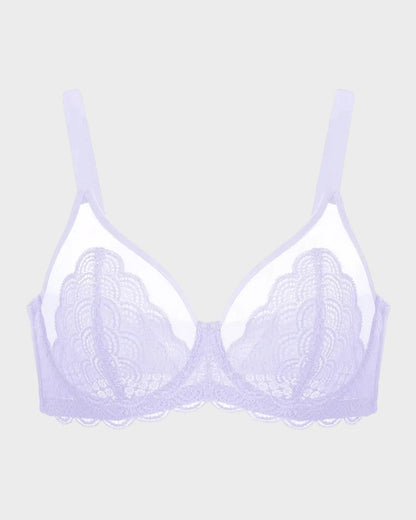 Lace Bra with Sheer Mesh Support | Full Coverage | Elegant Fit