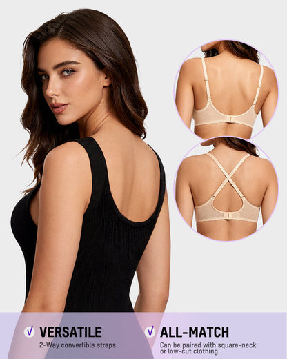 Sheer Lace Underwire Bra with Full Coverage Support